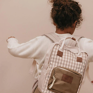 Рюкзак Mrs. Ertha "Soft Squares", кремовая клетка виши, водонепроницаемый